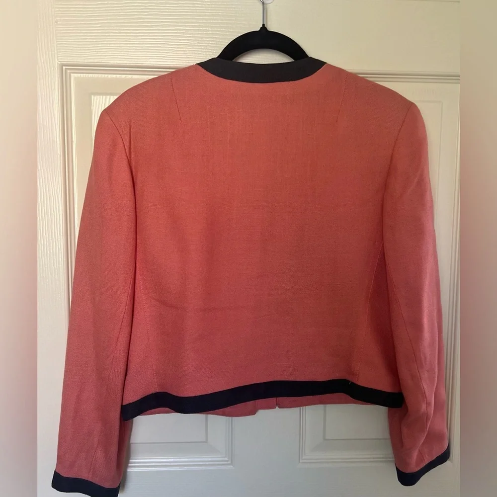 Hardob Vintage Coral Pink Black Trim Blazer Jacket | Size 8